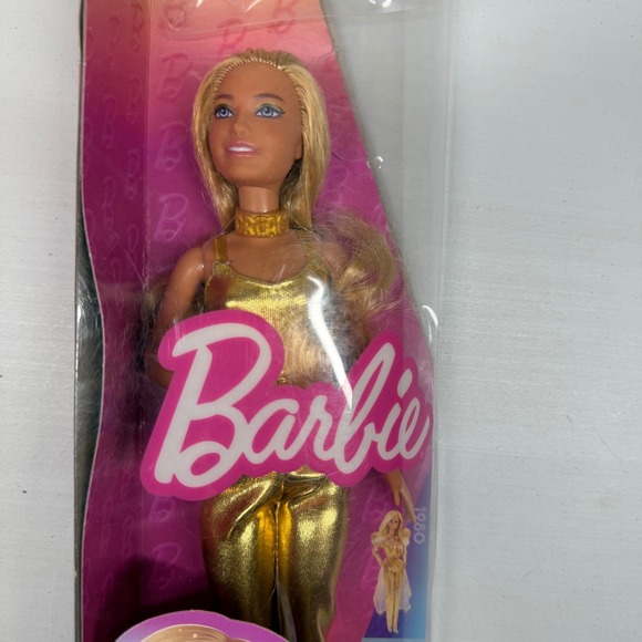 Barbie 65th Anniversary Gold Outfit Doll Mattel 1980s Inspired Glyph Shiny NEW - Picture 3 of 3